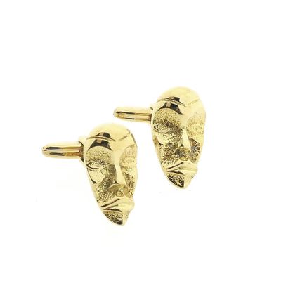 Image 1 of Gold cufflinks with artistic facial shapes