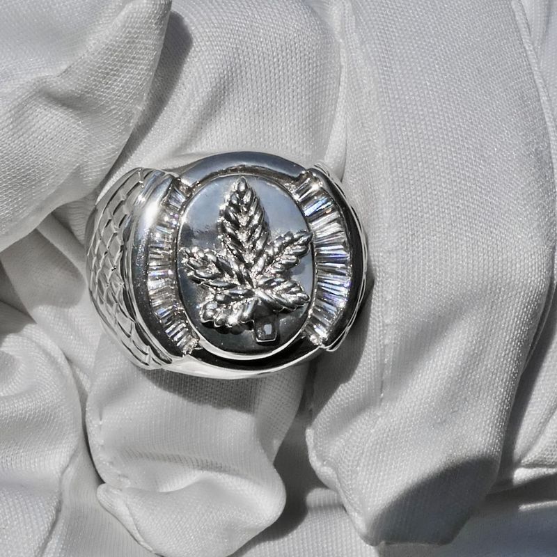 Image 4 of Silver men's ring | Cannabis leaf