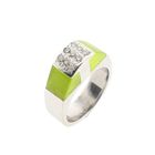 Image 1 of White gold ring with chrysoprase and diamonds; 0.27 ct.