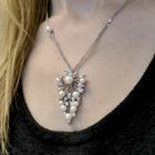 Image 14 of UTOPIA Art Deco white gold necklace with pearl and diamond 1.75 ct.