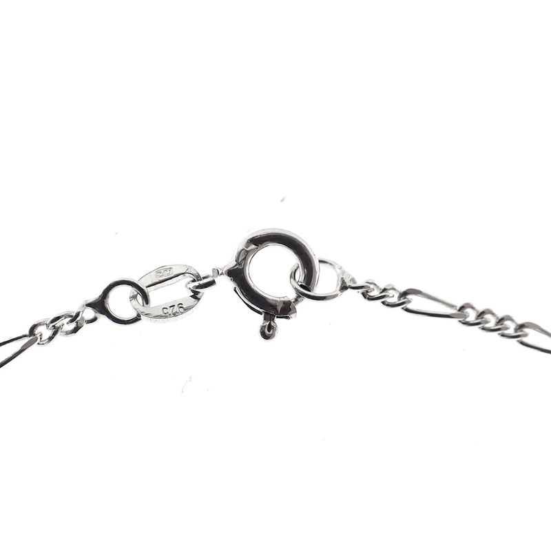 Image 4 of Silver Figaro link bracelet with four-leaf clover charms