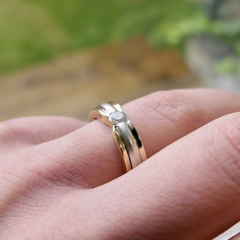 Image 8 of Two-tone gold ring with zirconia