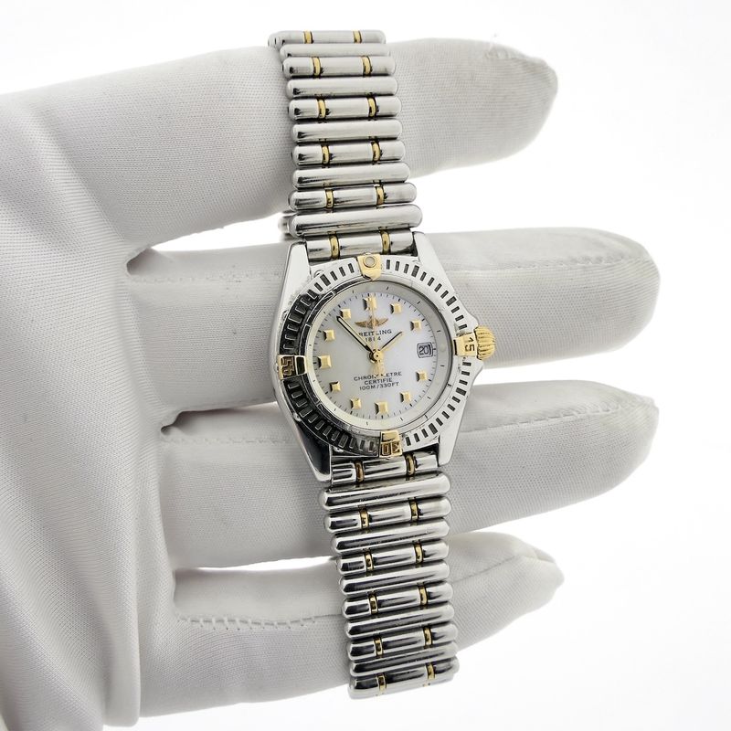 Image 7 of Breitling Callistino 'Mother of Pearl' B72345; 18k gold/steel women's watch