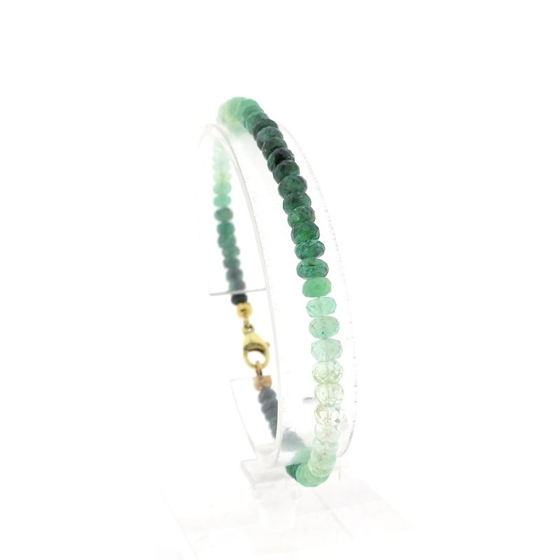 Image 1 of Emerald bead bracelet with gold clasp | 20 cm