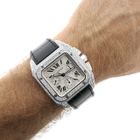 Image 14 of Cartier Santos 100 XL Chronograph 'Factory-Set' Diamonds 2891; 18k white gold watch with diamonds