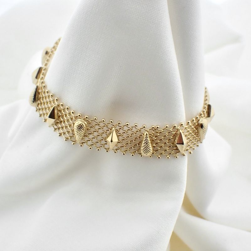 Image 4 of Gold gallery wire link bracelet