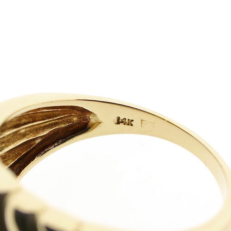 Image 6 of Gold Ring with Ribbed Pattern and Diamond; 0.02 ct; 14K; Size 17.5
