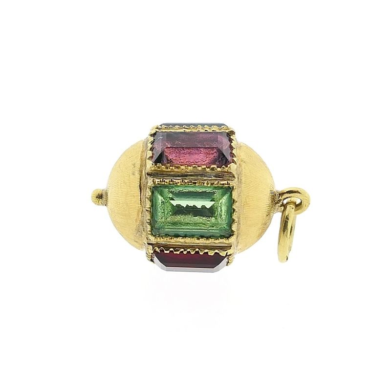 Image 9 of 18 ct. Gold Oriental pendant with colored zirconias