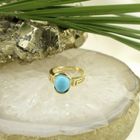 Image 2 of Vintage gold ring with meander pattern and turquoise