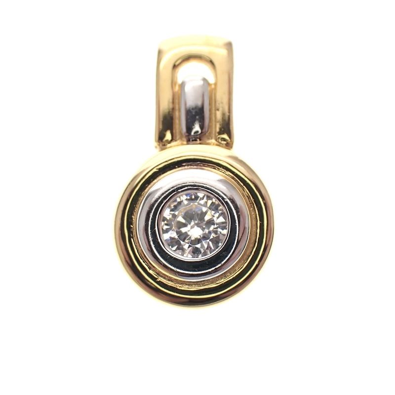 Image 1 of Two-tone gold solitaire pendant with zirconia