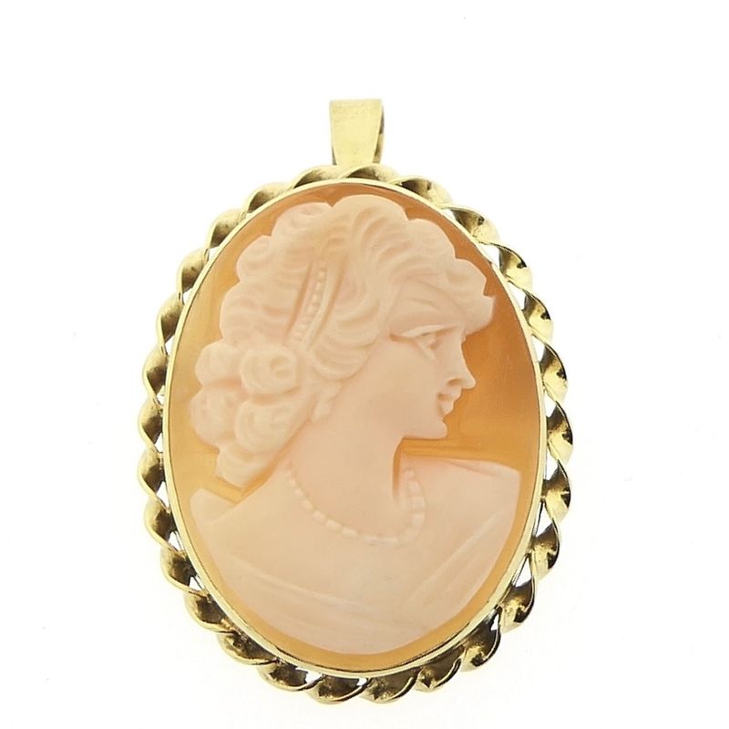Image 1 of 8 carat vintage brooch/pendant with cameo