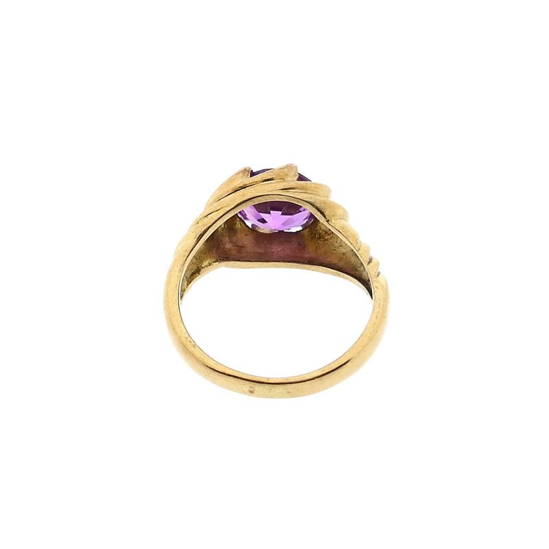 Image 6 of Vintage Gold Ring with Synthetic Purple Gemstone