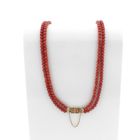 Image 9 of Vintage/antique red coral bead necklace with gold clasp | 56 cm