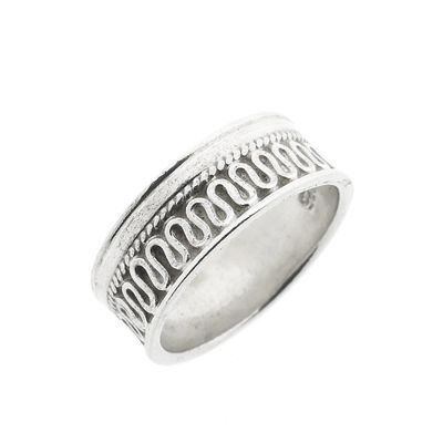 Image 1 of Silver ring with meander pattern