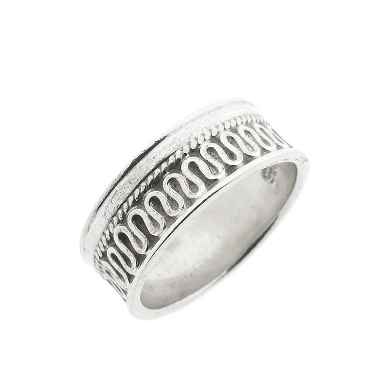 Image 1 of Silver ring with meander pattern