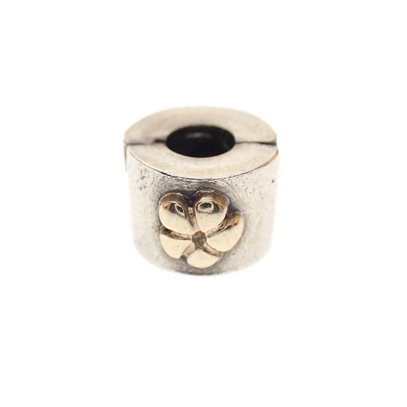 Image 3 of Pandora clip charm; Silver with gold; Daisy
