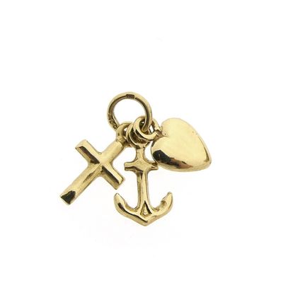 Image 1 of Gold pendant; Faith, hope, and love