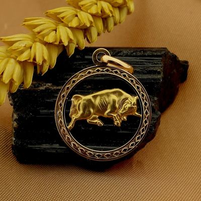 Image 2 of 18 carat gold zodiac sign pendant; Taurus