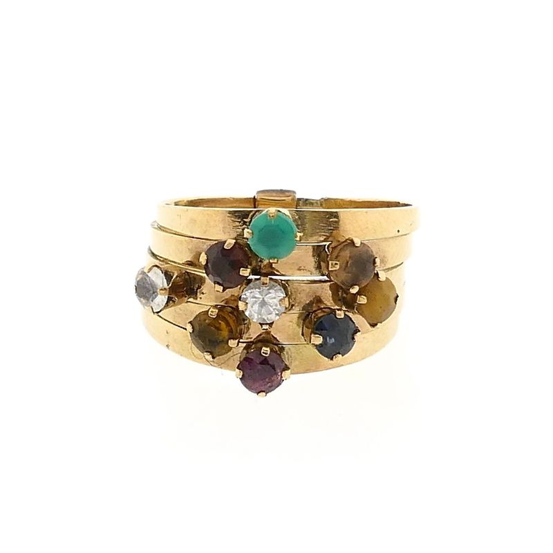 Image 3 of 18K Gold Harem Ring with Gemstones