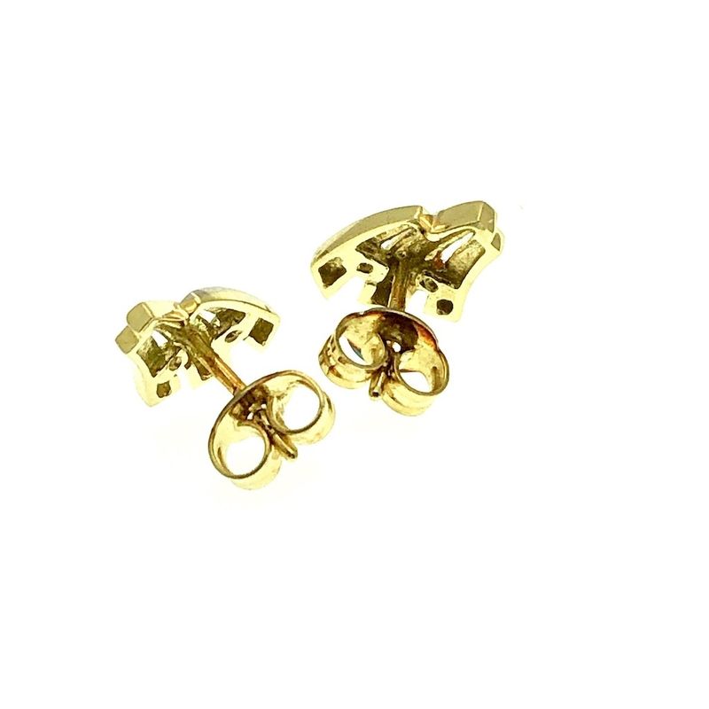 Image 3 of Bicolor gold stud earrings with zirconia