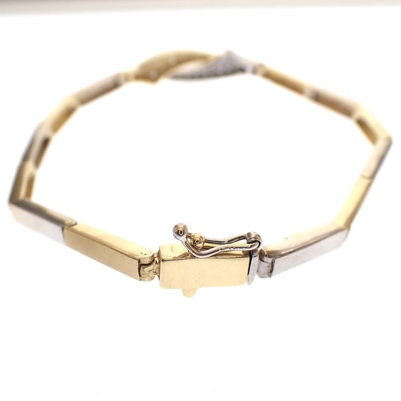 Image 5 of Two-tone gold link bracelet with zirconia; Altinbas