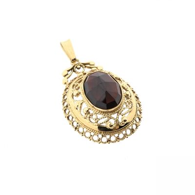 Vintage gold pendant with garnet Image 2 of Vintage gold pendant with garnet