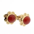 Image 3 of Vintage gold stud earrings with red coral