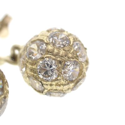 Yellow gold stud earrings in the shape of balls with zirconia Image 2 of Yellow gold stud earrings in the shape of balls with zirconia