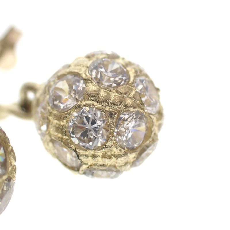 Image 2 of Yellow gold stud earrings in the shape of balls with zirconia