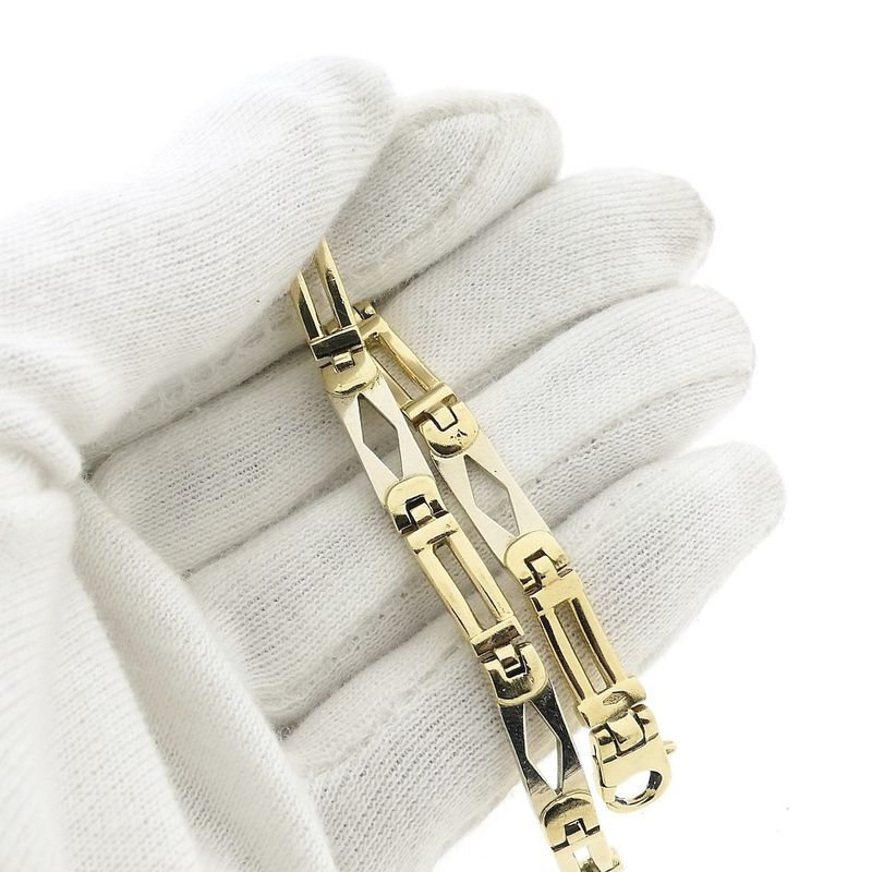 Image 2 of Two-tone gold link bracelet with diamonds