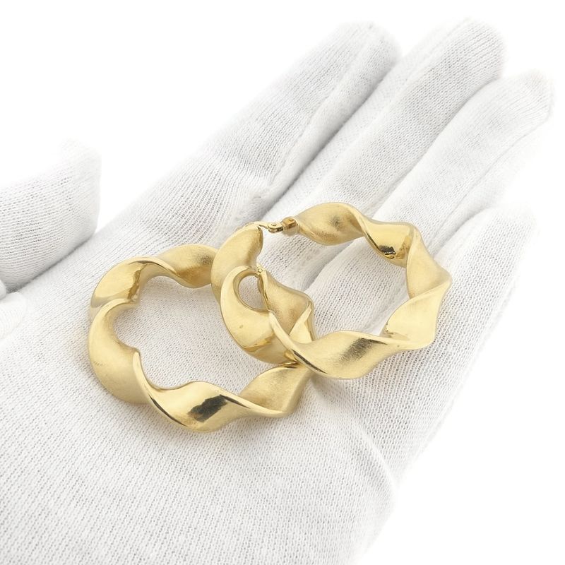 Image 9 of Gold spiral hoop earrings; Ø 45 mm