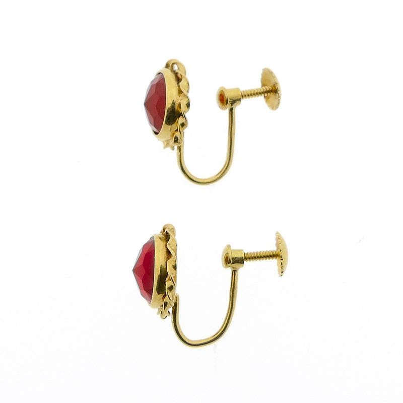 Image 5 of Gold earrings with garnet | Vintage