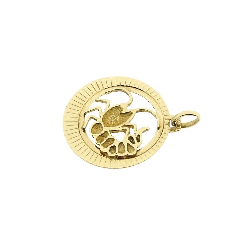Image 9 of Gold zodiac sign pendant; Cancer