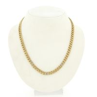 Two-tone gold gourmet link necklace with diamond; 0.03 ct.