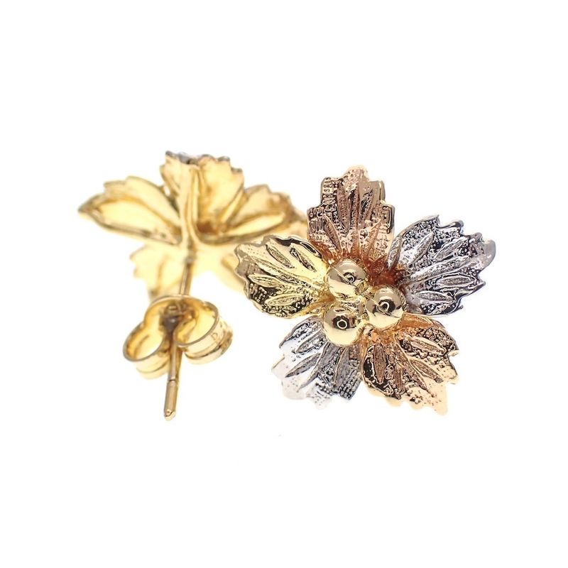 Image 5 of Tricolor gold flower stud earrings