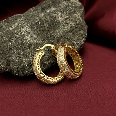 Image 2 of Gold earrings with zirconia | Ø 23.5 mm