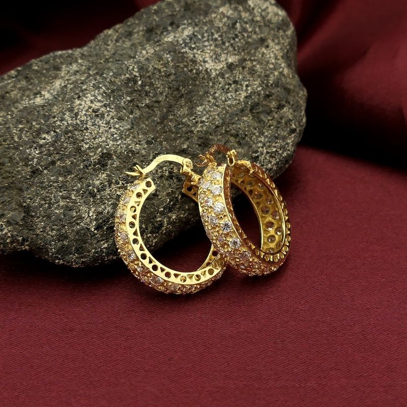 Image 2 of Gold earrings with zirconia | Ø 23.5 mm