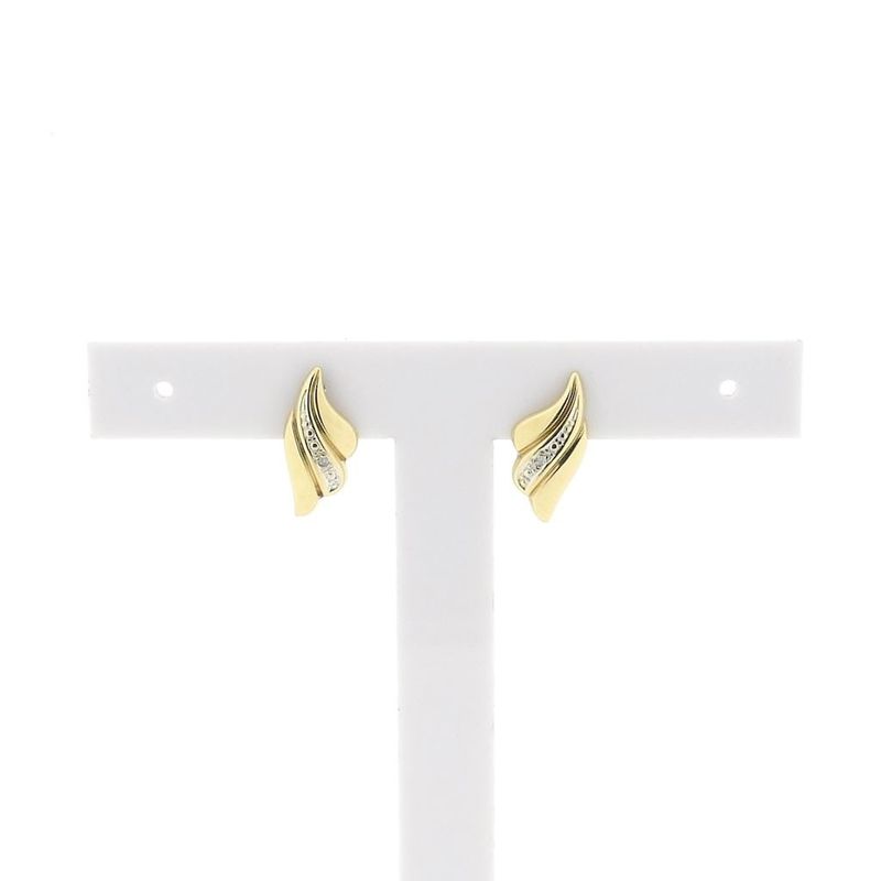 Image 1 of Gold stud earrings with diamond; 0.01 ct.