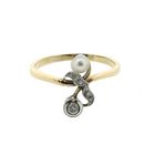 Image 3 of Gold ring with pearl and diamond | 0.10 ct.