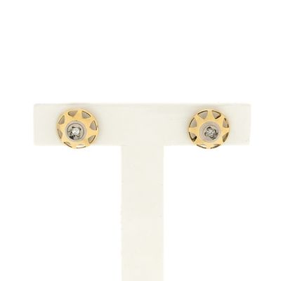 Image 1 of Gold stud earrings with diamond; 0.04 ct.