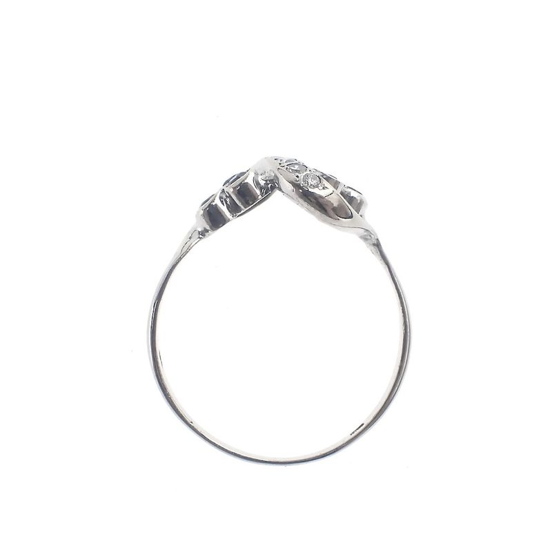 Image 6 of White gold ring with red stone and diamond | 0.12 ct.