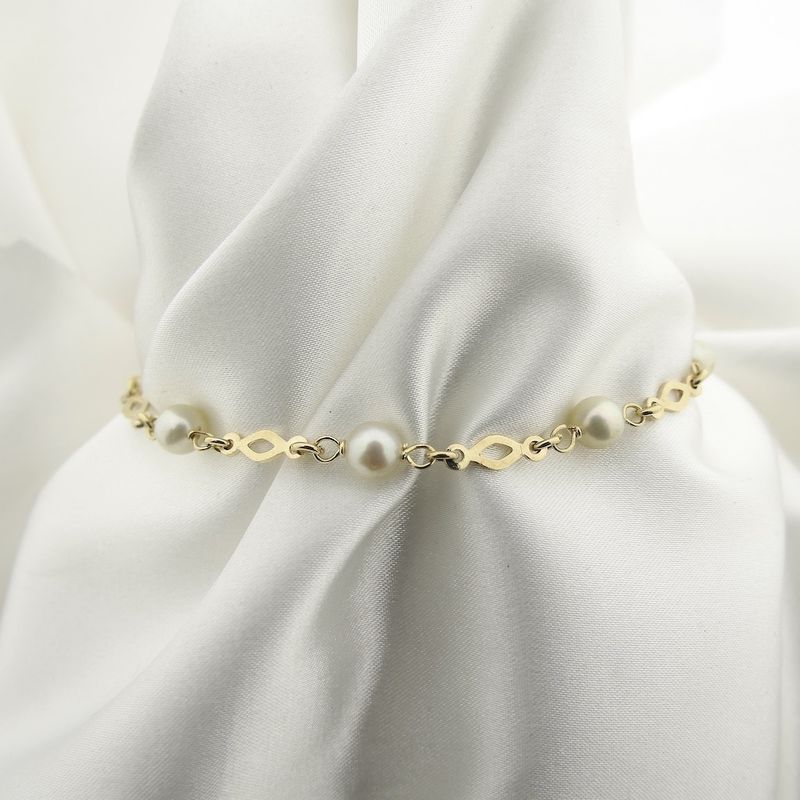 Image 2 of Gold bracelet with pearls | 20 cm