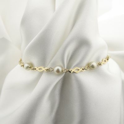 Gold bracelet with pearls | 20 cm Image 2 of Gold bracelet with pearls | 20 cm