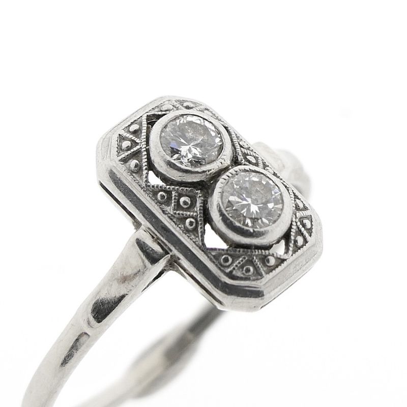 Image 3 of 18-karat white gold art deco ring with diamonds | 0.22 ct.