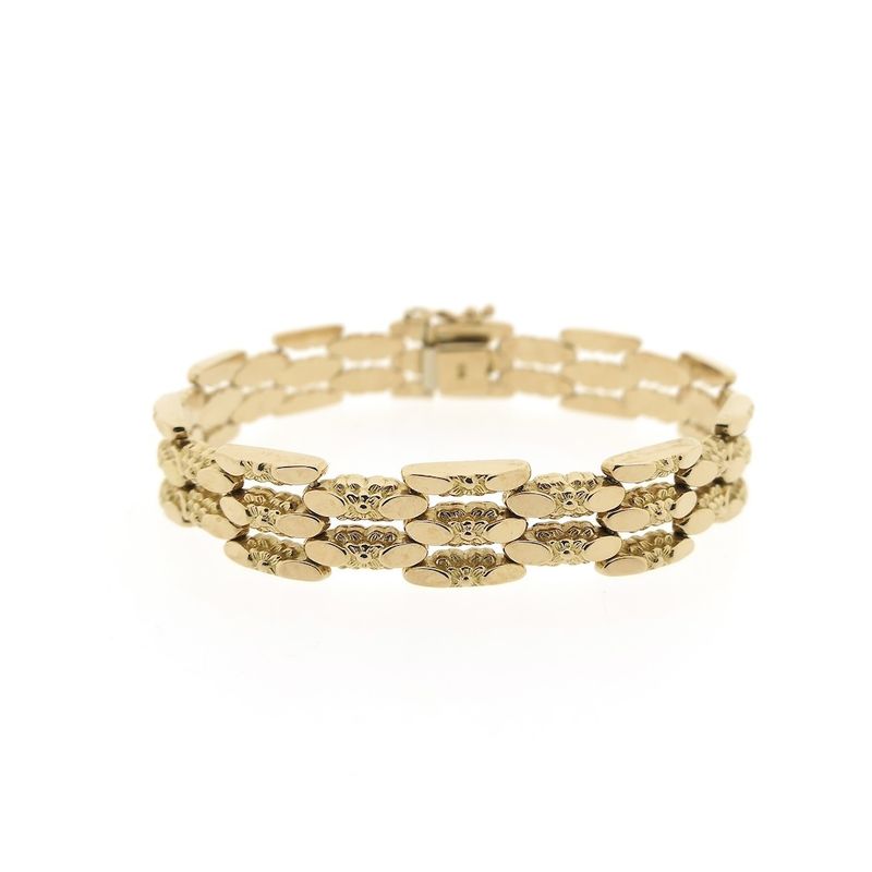 Image 4 of Vintage gold link bracelet; Flowers | 18 cm