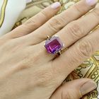 Image 8 of Vintage gold cocktail ring with synthetic sapphire