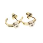 Image 1 of Bicolor gold semi-circular stud earrings with diamond; 0.02 ct.