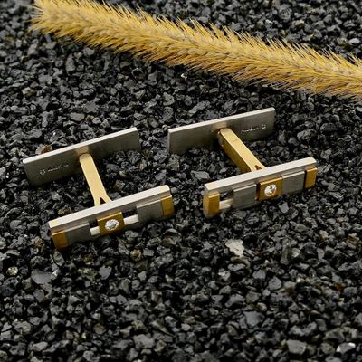 Image 2 of Cufflinks; 0.07 ct. diamond; 18k yellow gold and palladium