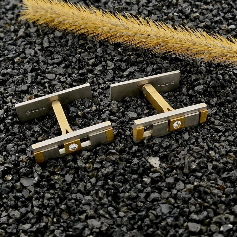 Image 2 of Cufflinks; 0.07 ct. diamond; 18k yellow gold and palladium