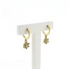 Image 3 of Gold earrings with peridot and diamond | 0.04 ct.